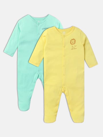 MINI KLUB NEW BORN AND BABY BOYS YELLOW/GREEN SLEEP SUIT