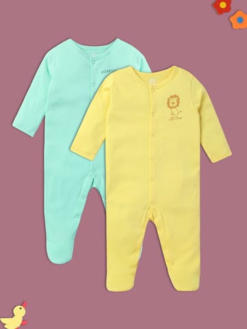 MINI KLUB NEW BORN AND BABY BOYS YELLOW/GREEN SLEEP SUIT