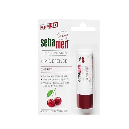 Sebamed Lip defense 4.8gm, Cherry | SPF 30 |Lip balm for Dry & Chapped lips with natual oil & Vitamin E | UV protection | Dermatologically tested