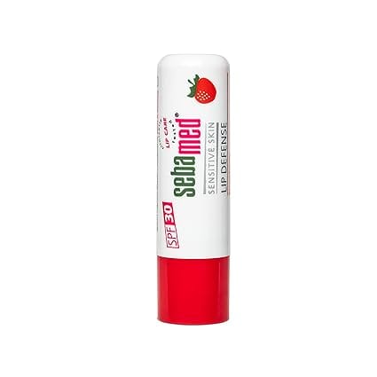 Sebamed Lip defense 4.8gm, Strawberry | SPF 30 |Lip balm for Dry & Chapped lips with natual oil & Vitamin E | UV protection | Dermatologically tested