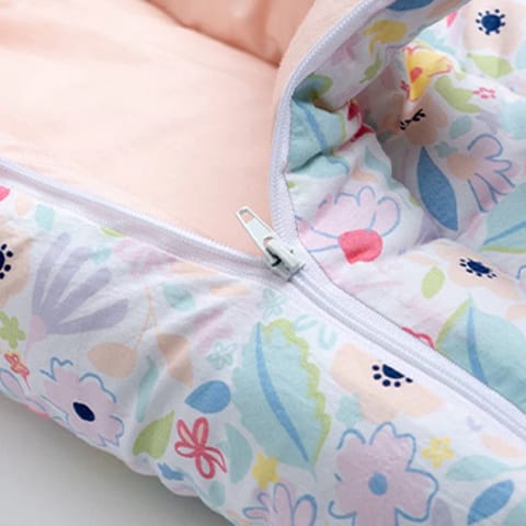 haus & kinder 3 in 1 Baby Sleeping Bag & Carry Nest | Cotton Bedding Set for Infants & New Born Baby | Portable/Travel & Skin Friendly | 0-6 Months (Ditsy Bloom)