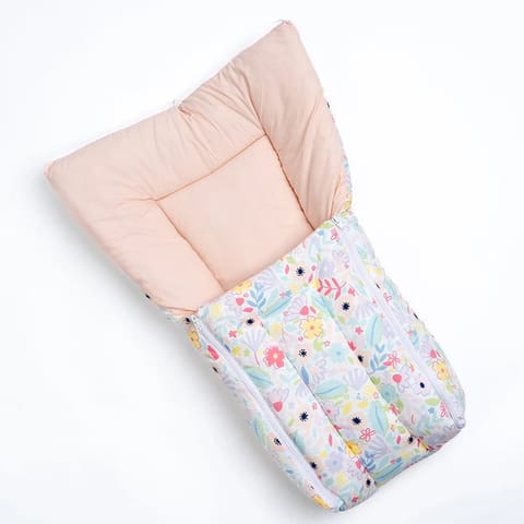 haus & kinder 3 in 1 Baby Sleeping Bag & Carry Nest | Cotton Bedding Set for Infants & New Born Baby | Portable/Travel & Skin Friendly | 0-6 Months (Ditsy Bloom)
