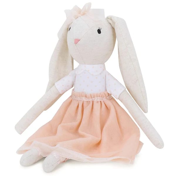 Haus and Kinder Cotton Lily Bunny Plush Rag Doll for Boys and Girls, Sleeping Cuddle Baby Soft Doll, White Pink (Pack of 1)