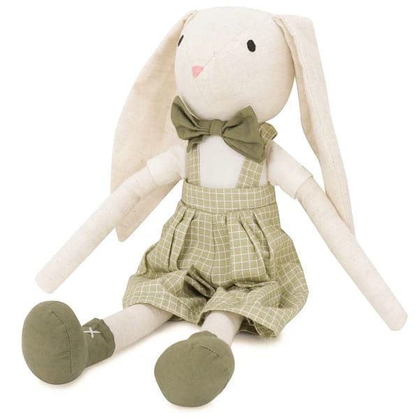 Haus and Kinder Cotton Mylo Bunny Plush Rag Doll for Boys and Girls, Sleeping Cuddle Baby Soft Doll, White Green (Pack of 1)