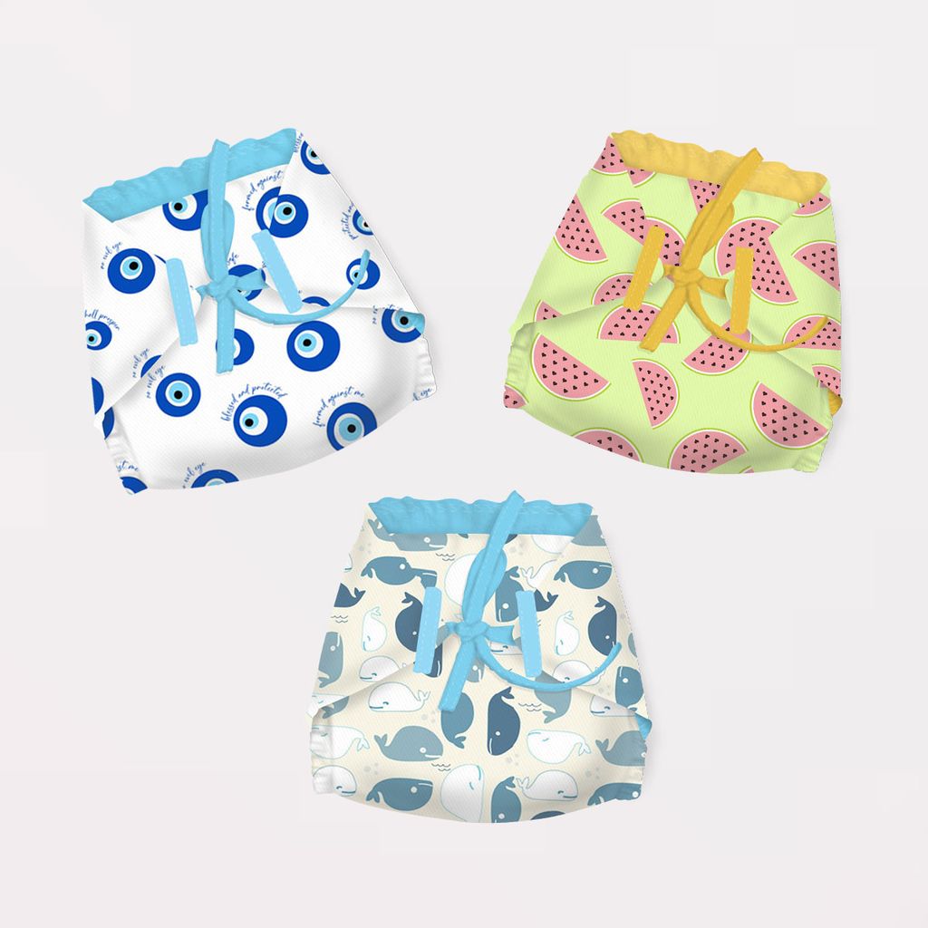 Snugkins 100% Cotton Nappy Small Size (0-5Kg) Pack of 3 - Multicolor