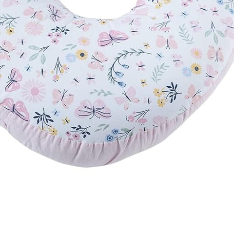 haus & kinder Newborn Nursing Feeding Pillow, Breastfeeding Pillows with Removable Cover, Infant Support for Baby & Mom Cradle 0-24 Months (Butterfly Garden, Cotton Poplin, Multicolor)