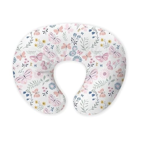 haus & kinder Newborn Nursing Feeding Pillow, Breastfeeding Pillows with Removable Cover, Infant Support for Baby & Mom Cradle 0-24 Months (Butterfly Garden, Cotton Poplin, Multicolor)