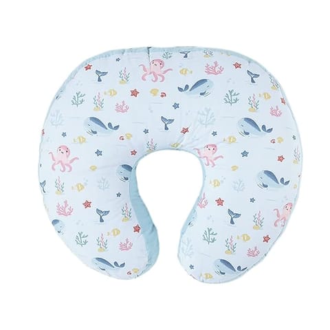 haus & kinder Newborn Nursing Feeding Pillow, Breastfeeding Pillows with Removable Cover, Infant Support for Baby and Mom Cradle 0-24 Months (Vitamin Sea, Cotton Poplin, Multicolor)