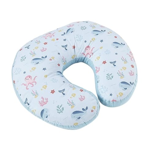 haus & kinder Newborn Nursing Feeding Pillow, Breastfeeding Pillows with Removable Cover, Infant Support for Baby and Mom Cradle 0-24 Months (Vitamin Sea, Cotton Poplin, Multicolor)