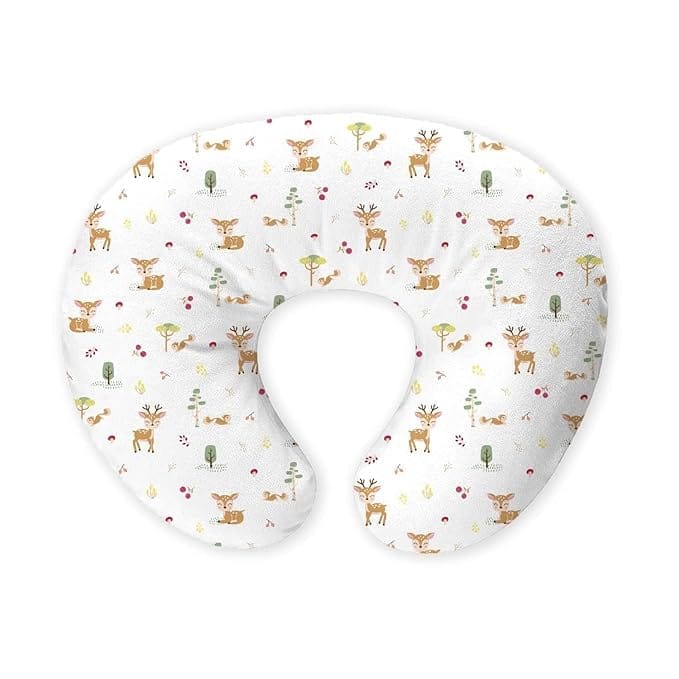 haus & kinder Newborn Nursing Feeding Pillow, Breastfeeding Pillows with Removable Cover, Infant Support for Baby and Mom Cradle 0-24 Months (Whimsical Woodland, Cotton Poplin, Multicolor)