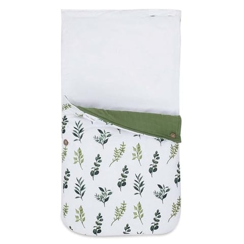 Haus and Kinder 3 in 1 Baby Sleeping Bag and Carry Nest | Cotton Bedding Set for Infants and New Born Baby | Portable and Travel Friendly | 0-6 Months (Be-Leaf in Yourself)