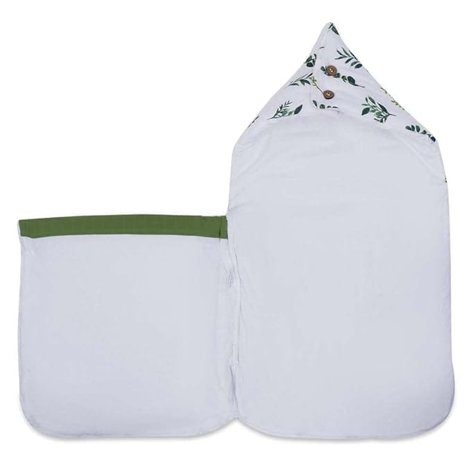 Haus and Kinder 3 in 1 Baby Sleeping Bag and Carry Nest | Cotton Bedding Set for Infants and New Born Baby | Portable and Travel Friendly | 0-6 Months (Be-Leaf in Yourself)