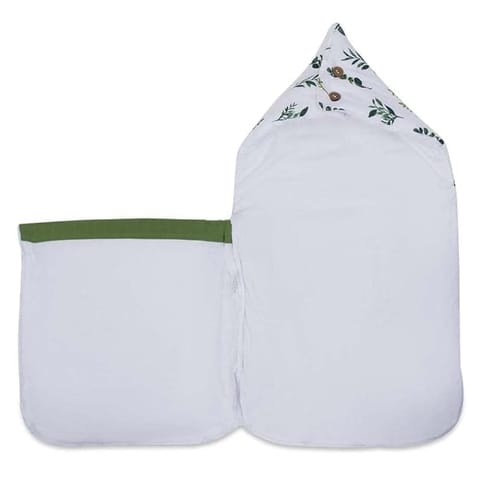 Haus and Kinder 3 in 1 Baby Sleeping Bag and Carry Nest | Cotton Bedding Set for Infants and New Born Baby | Portable and Travel Friendly | 0-6 Months (Be-Leaf in Yourself)