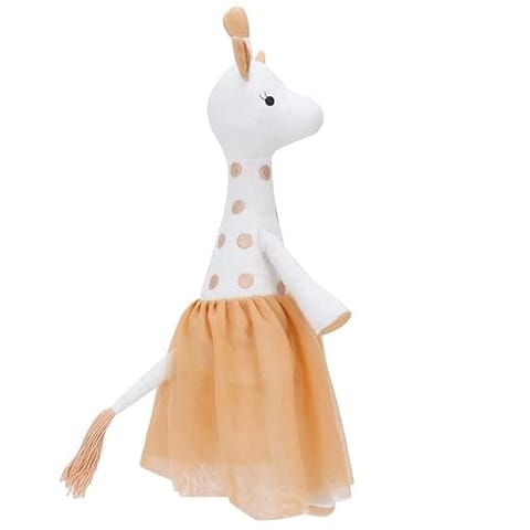 haus & kinder Cotton Bella Giraffe Plush Rag Doll For Boys&Girls,Sleeping Cuddle Baby Soft Doll,White Orange (Pack Of 1)