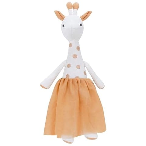haus & kinder Cotton Bella Giraffe Plush Rag Doll For Boys&Girls,Sleeping Cuddle Baby Soft Doll,White Orange (Pack Of 1)