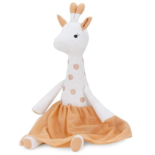 haus & kinder Cotton Bella Giraffe Plush Rag Doll For Boys&Girls,Sleeping Cuddle Baby Soft Doll,White Orange (Pack Of 1)