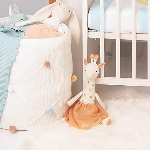 haus & kinder Cotton Bella Giraffe Plush Rag Doll For Boys&Girls,Sleeping Cuddle Baby Soft Doll,White Orange (Pack Of 1)