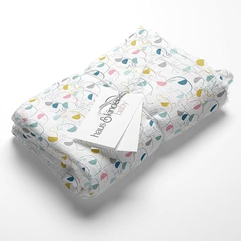 haus & kinder Eleflora Collection 100% Cotton Muslin Baby Swaddles Wrap for Newborn Baby, Size 100cm x 100cm, Pack of 5 (Ditsy Bloom, Floral,Dots, Elephant, Pineapple, Multicolor)
