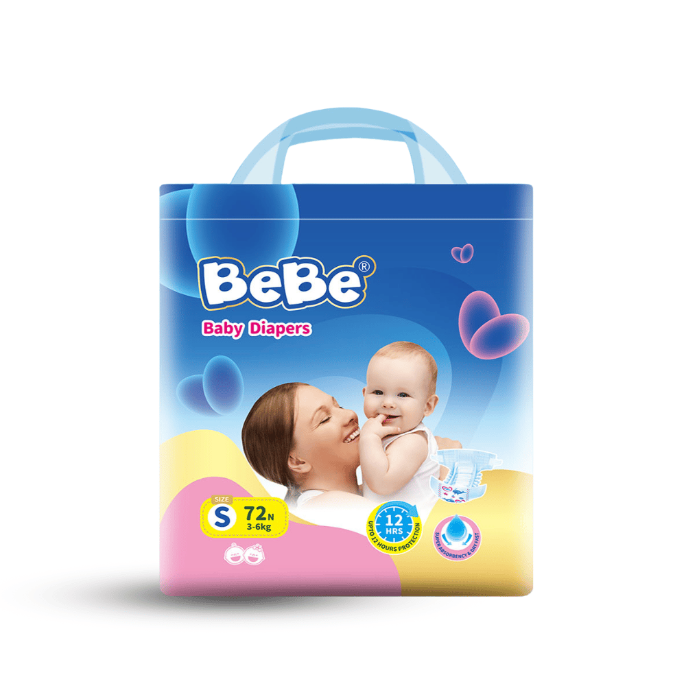 BeBe Baby Diaper (S) Pack of 72 (3-6 kg)