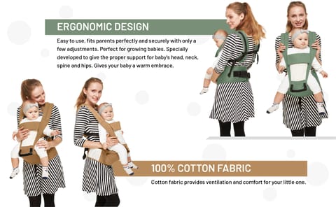 R for Rabbit Upsy Daisy Baby Carrier With 4 In 1 Carry Position, 100% Cotton Fabric(Brown Cream)