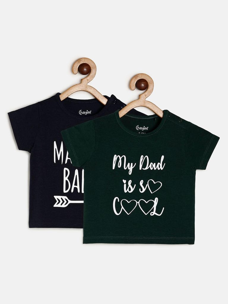 Chayim Pack of 2 Bamboo Cotton Tees Classic navy & Teal Green