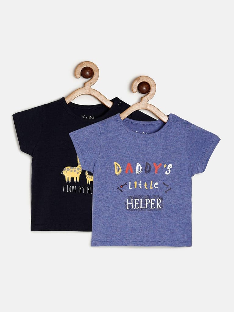 Chayim Pack of 2 Bamboo Cotton Tees Purple & Navy