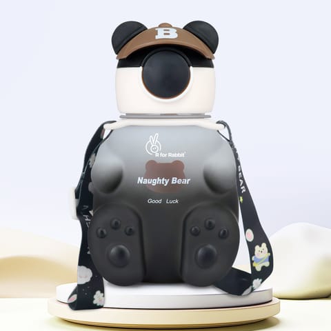R for Rabbit Tritan Bear Baby Straw Sipper Bottle Black