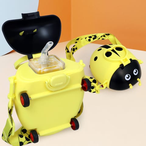 R for Rabbit Beetle Baby Straw Sipper Water Bottle With Adjustable Straps Yellow