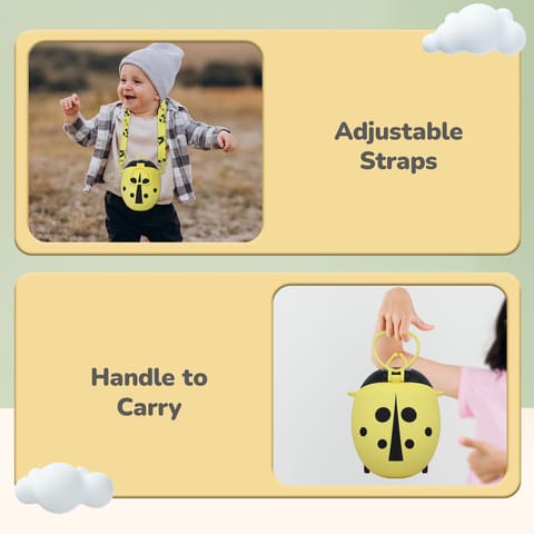 R for Rabbit Beetle Baby Straw Sipper Water Bottle With Adjustable Straps Yellow
