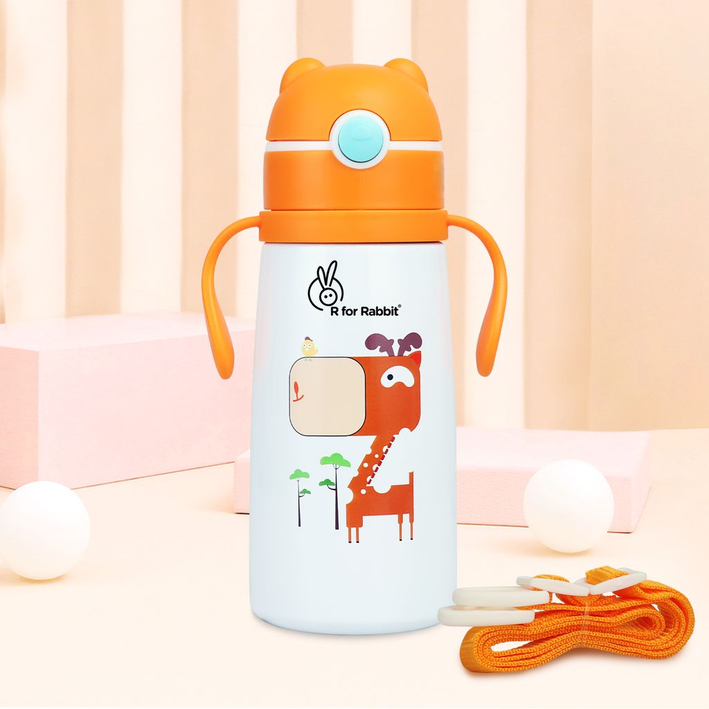 R for Rabbit Steebo Safari Stainless Steel Sipper Bottle For Kids Orange Giffy