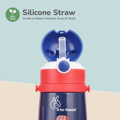 R for Rabbit Steebo Safari Stainless Steel Sipper Bottle For Kids Blue Dino