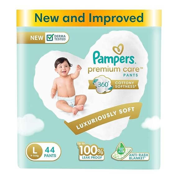 Pampers Premium Care Pants Diapers, Large, 44 Count(9-14 kg)
