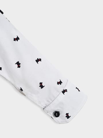 Mi Arcus Cotton Printed Full Sleeve White Shirt for Boys