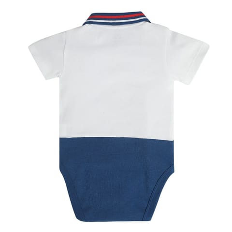 MINI KLUB NEW BORN AND BABY BOYS WHITE/BLUE BODY SUIT