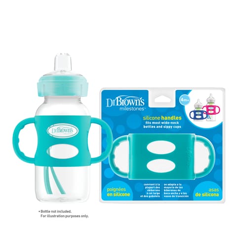 Dr. Brown's 100% Silicone Wide-Neck Baby Bottle Handles, Turquoise