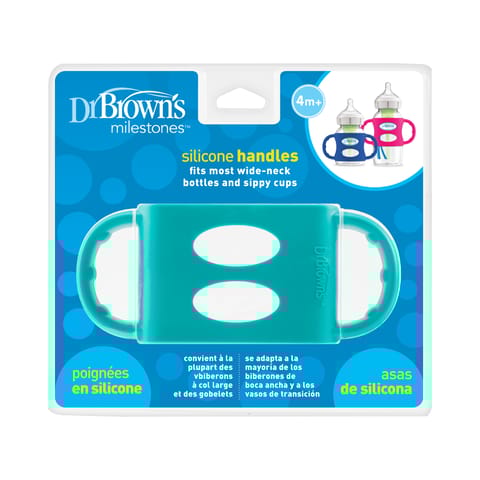 Dr. Brown's 100% Silicone Wide-Neck Baby Bottle Handles, Turquoise