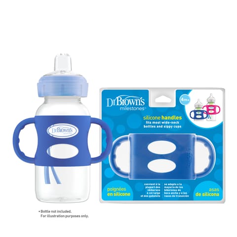 Dr. Brown's 100% Silicone Wide-Neck Baby Bottle Handles, Blue