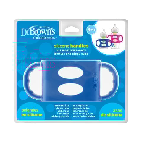 Dr. Brown's 100% Silicone Wide-Neck Baby Bottle Handles, Blue