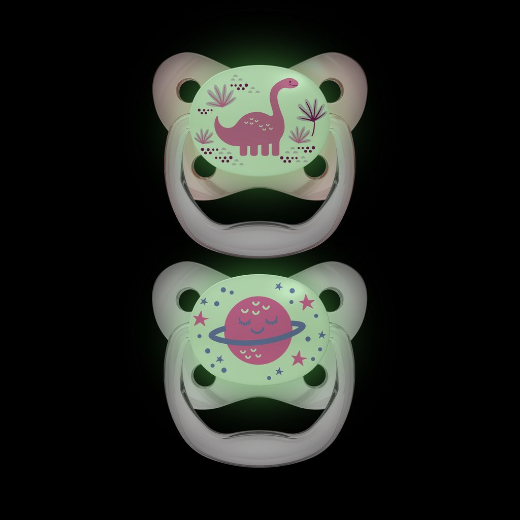 Dr. Brown's Cotton Prevent Glow in The Dark Butterfly Shield Soother for Infant - Stage 2, Pink, Pack of 2, 6M to 18M