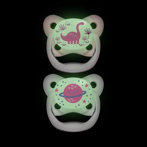 Dr. Brown's Cotton Prevent Glow in The Dark Butterfly Shield Soother for Infant - Stage 2, Pink, Pack of 2, 6M to 18M