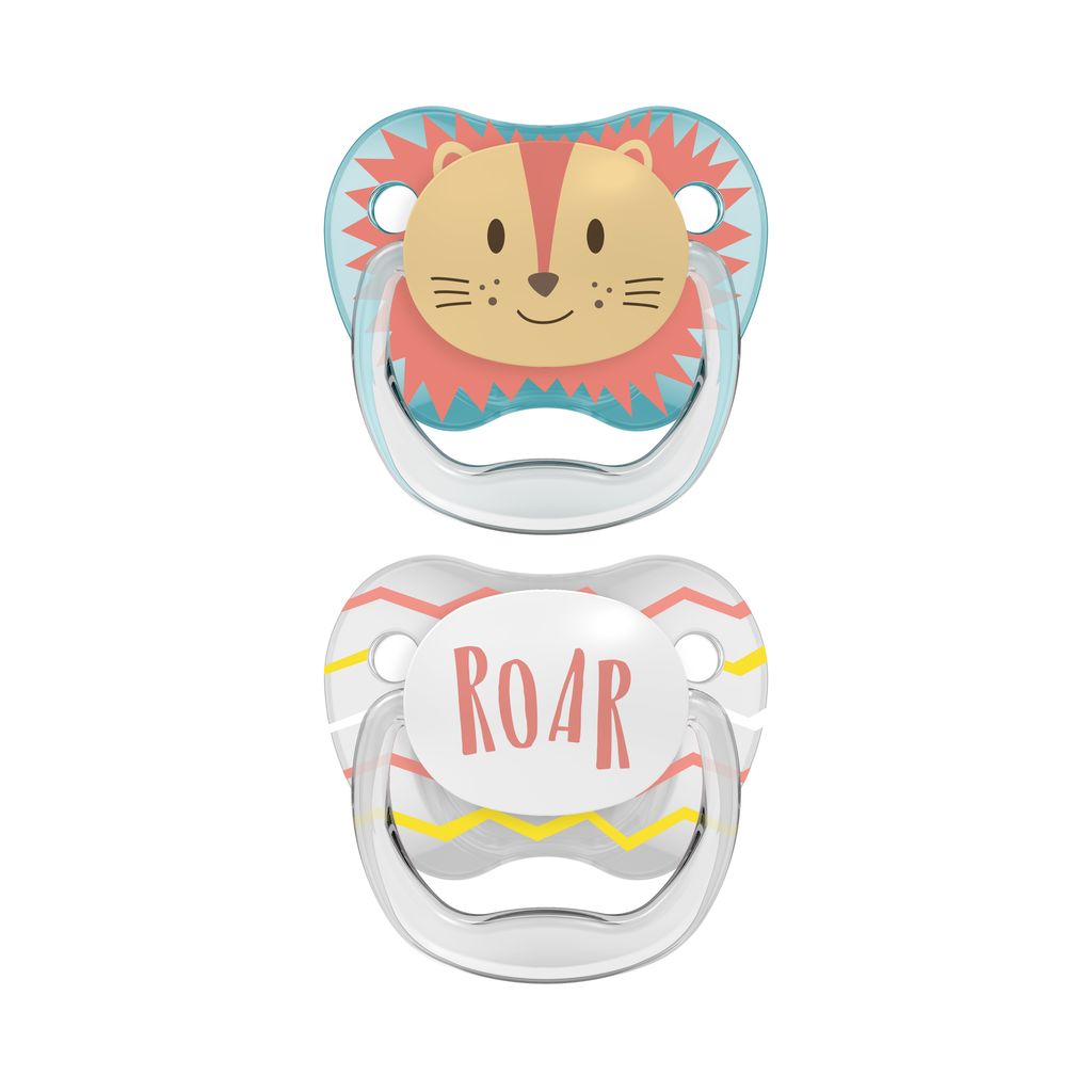 Dr. Brown's Prevent Printed Shield Soother - Stage 1, Pack of 2, Teak & Gray, Birth+ to 6M