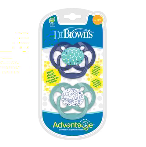 Dr. Brown's Advantage Baby Pacifiers, Stage 2, 2Count, Blue