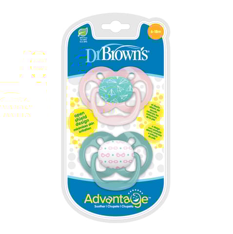Dr. Brown's Advantage Baby Pacifiers, Stage 2, 2Count, Pink