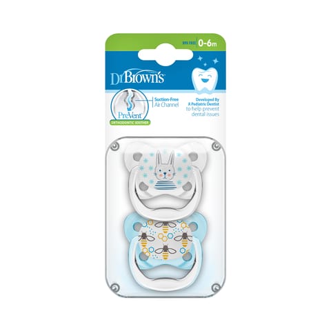 Dr. Brown's PreVent BUTTERFLY SHIELD Soother - Stage 1, Blue, 2-Pack