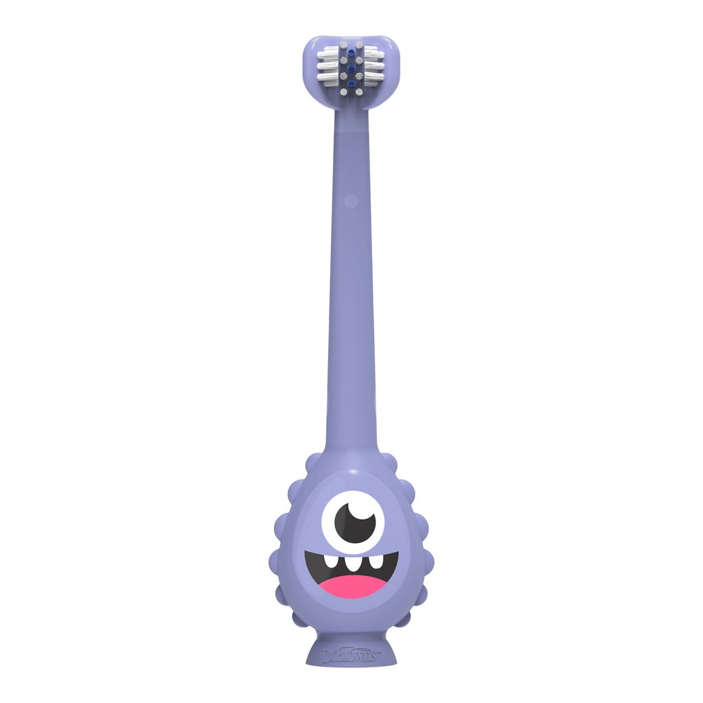 Dr. Brown's Toothscrubber Toddler Toothbrush, Bpa Free, Ages 1-4, Monster Design Manual Brush, 1 Count, Purple