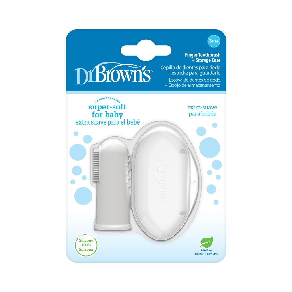 Dr. Brown's Silicone Finger Toothbrush with case Gray