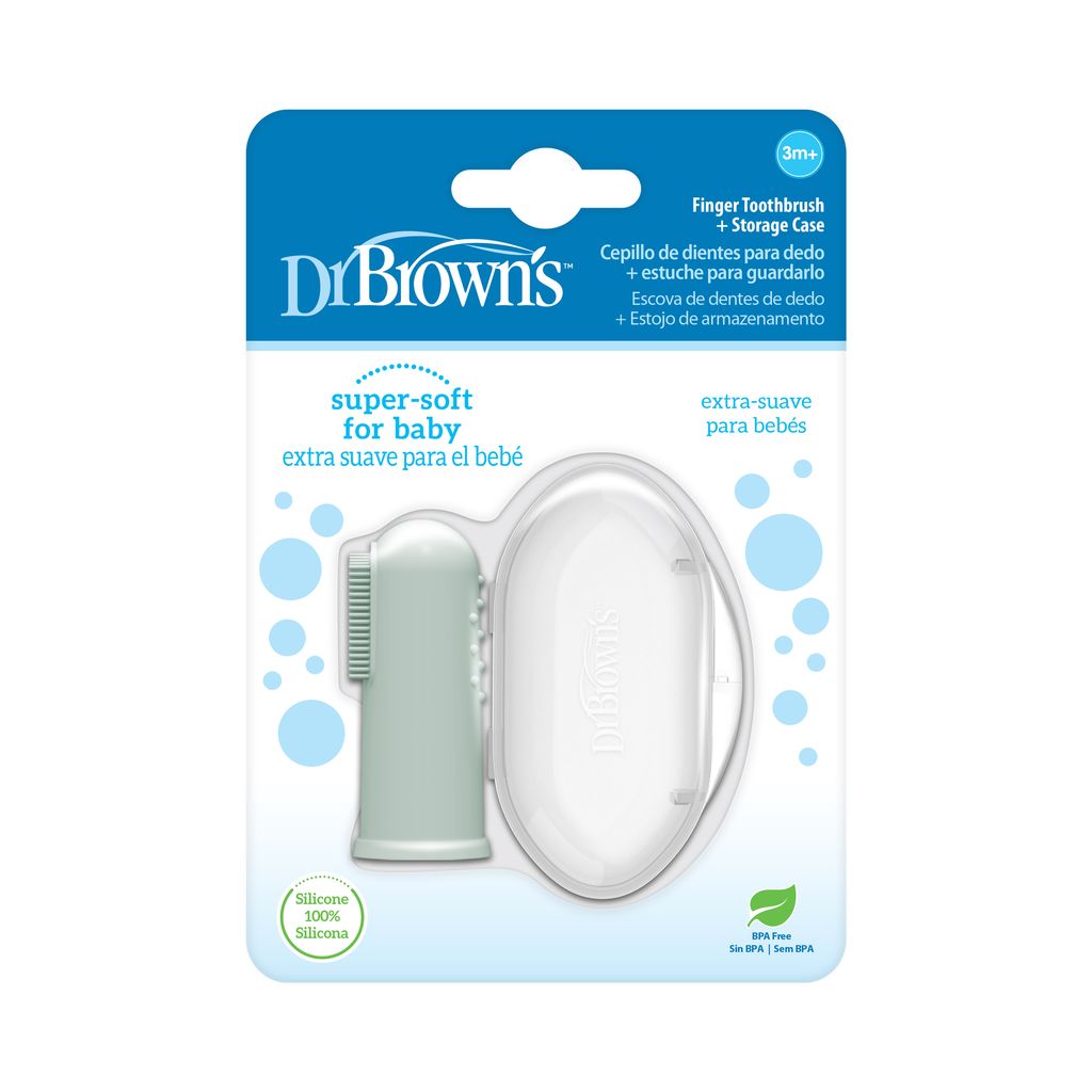 Dr. Brown's Silicone Finger Toothbrush with case Light green