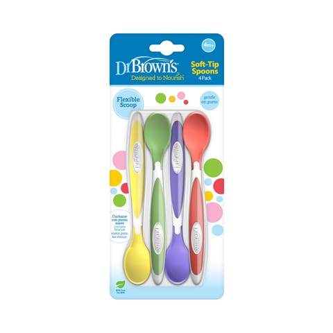 Dr. Brown's DR BROWNS Soft-Tip Spoon, Yellow/Green/Purple/Red
