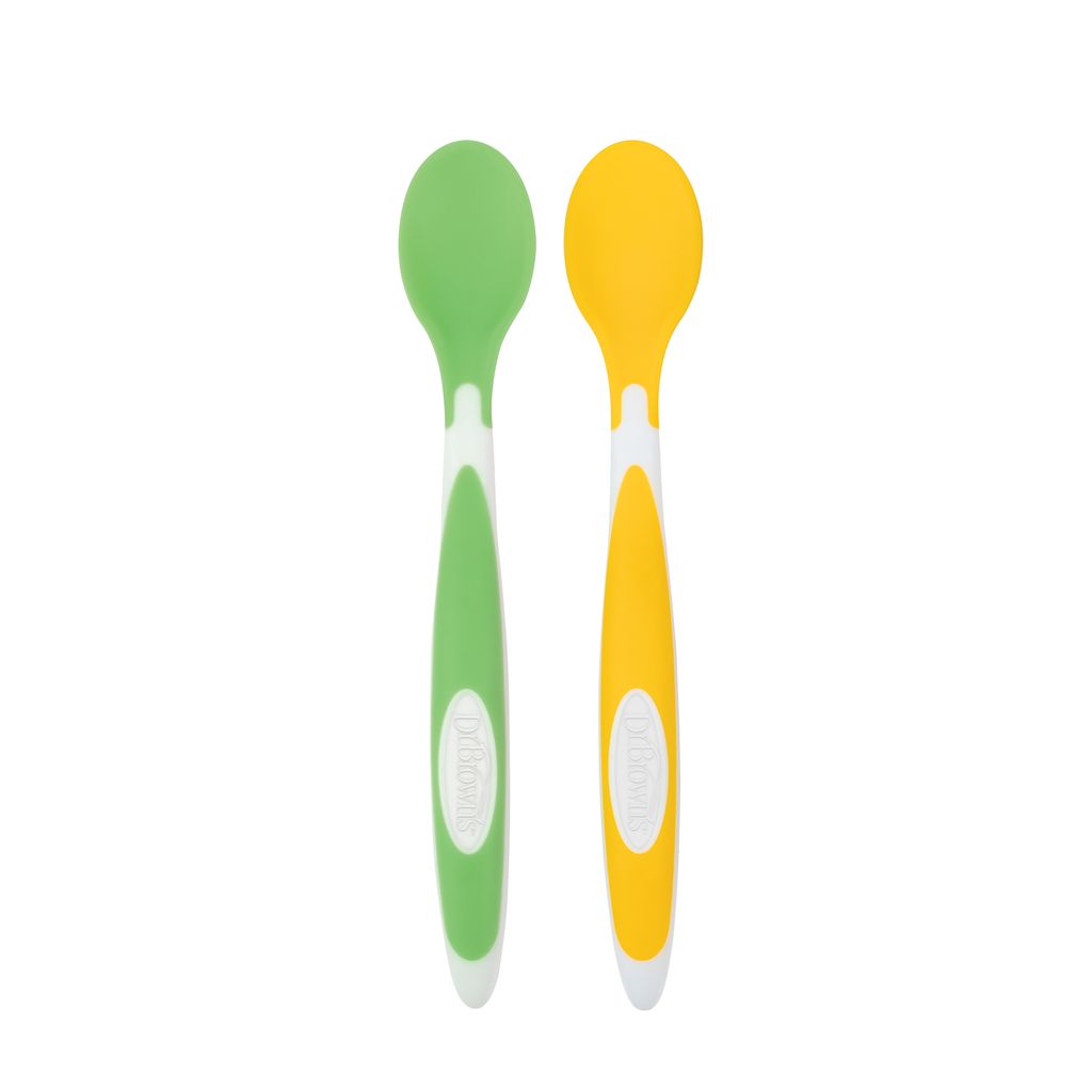 Dr Brown's Twin Pack Soft-Tip Spoon, Yellow/Green
