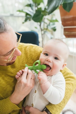Dr. Brown's Peapod Teether and Training Toothbrush, Soft and Safe for Baby Gums and First Teeth, BPA Free, 100% Silicone, 3m+